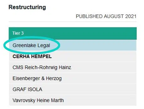 Greenlake Legal - IFLR1000 Ranking Restructuring & Insolvency